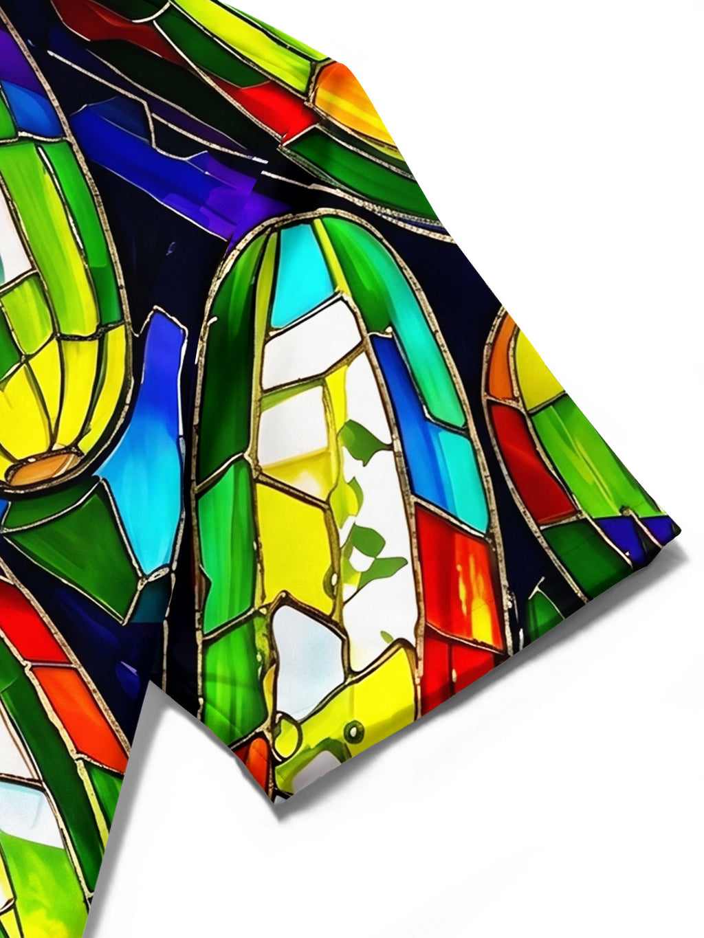 Oceanlyte Men's Hawaiian Stained Glass Cucumber Pattern Short Sleeve Shirt with Chest Pocket