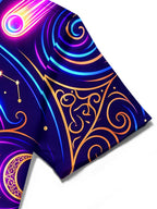 Oceanlyte Men's Hawaiian Crescent Moons And Stars Print Short Sleeve Shirt with Chest Pocket