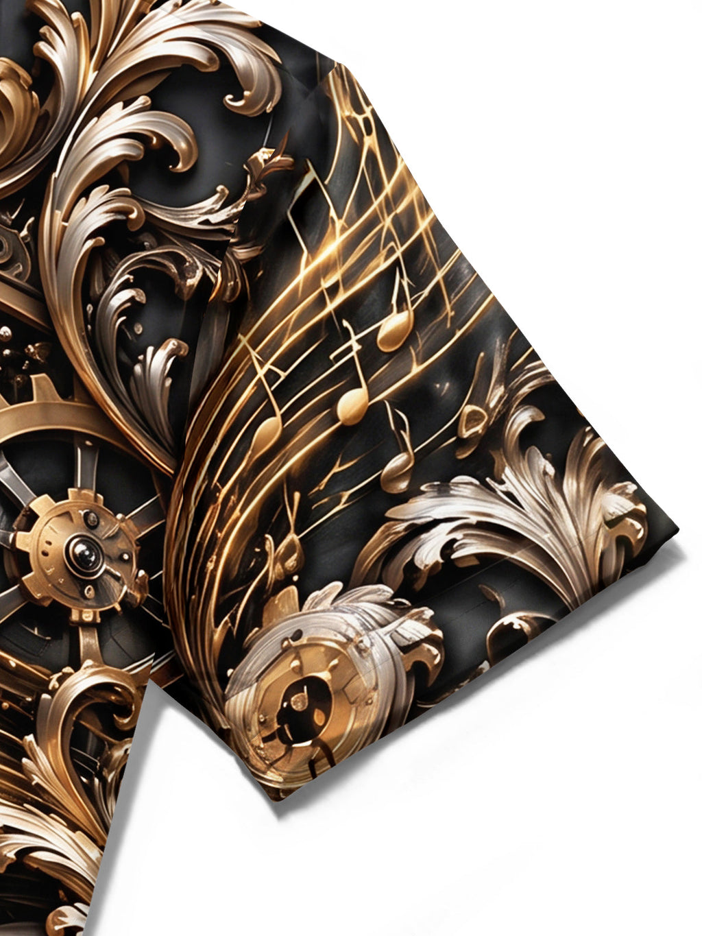 Oceanlyte Men's Steampunk Piano And Musical Notes Print Short Sleeve Shirt with Chest Pocket