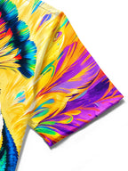 Oceanlyte Men's Hawaiian Colorful Peacock Head Print Short Sleeve Shirt with Chest Pocket
