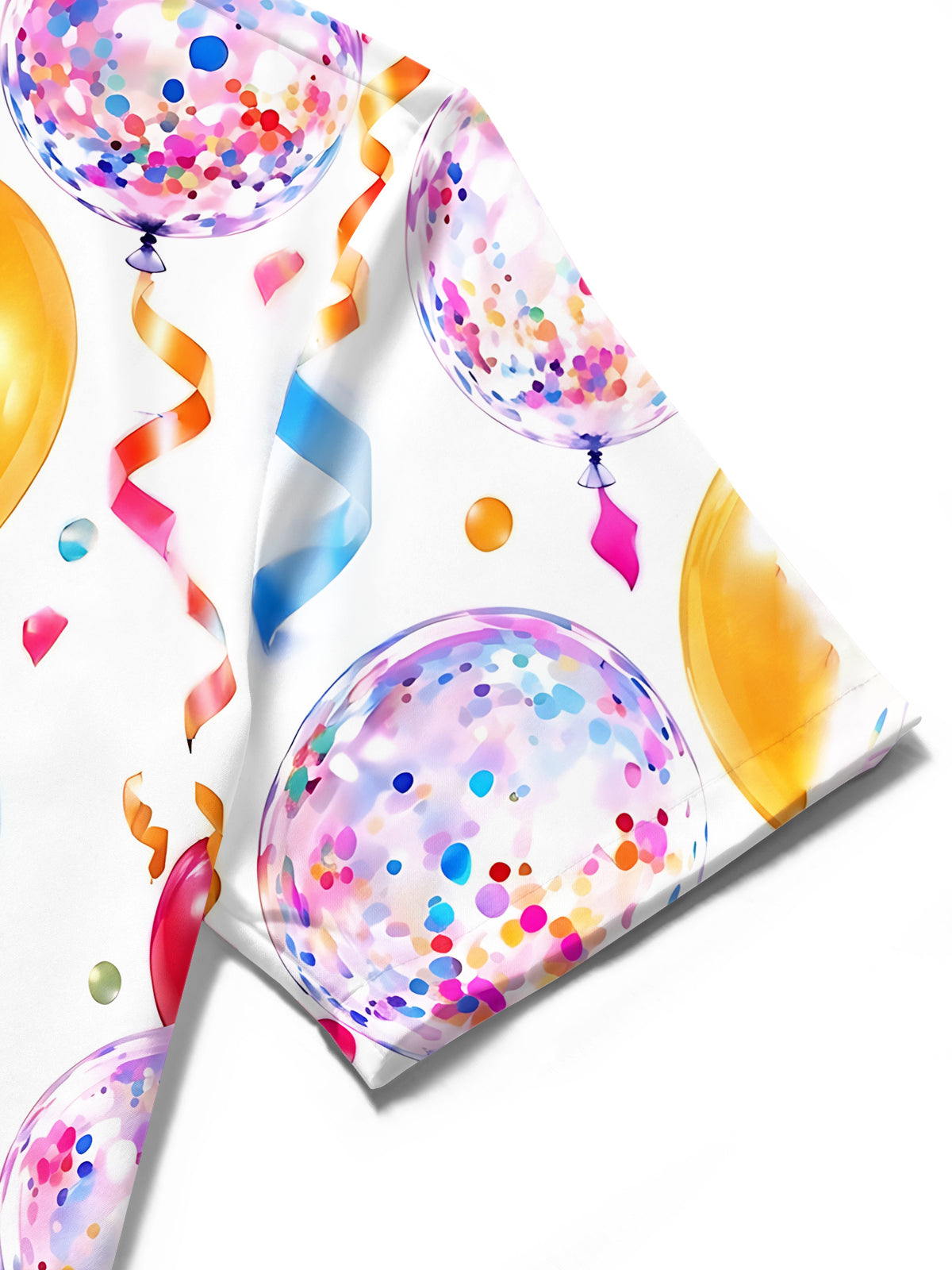 Oceanlyte Men's Hawaiian Colorful Balloons And Confetti Print Short Sleeve Shirt with Chest Pocket