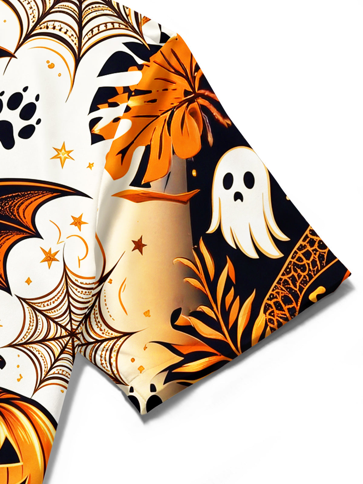 Oceanlyte Men's Hawaiian Halloween Black Cat Print Short Sleeve Shirt with Chest Pocket