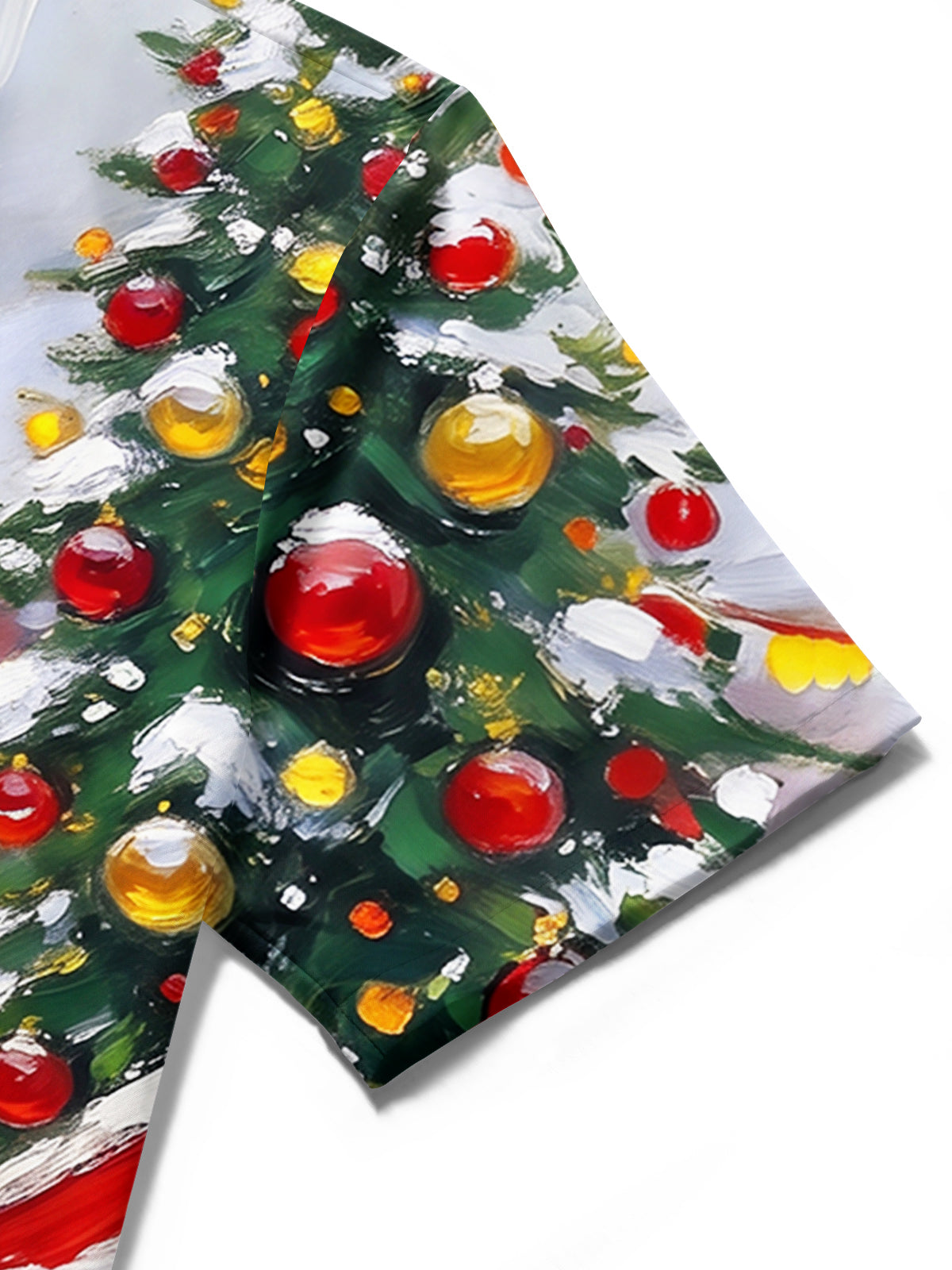 Oceanlyte Men's Short Sleeve Shirt - Christmas Market Scene With Christmas Tree And Ornaments Print with Chest Pocket