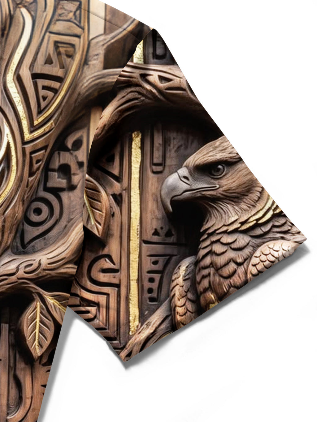Oceanlyte Men's Printed 3D Wood Carved Eagle Print Short Sleeve Shirt with Chest Pocket
