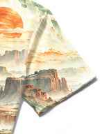 Oceanlyte Men's Short Sleeve Shirt - Desert Landscape With Red Rock Canyons And Agave Plants Print with Chest Pocket
