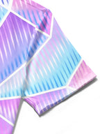 Oceanlyte Men's Abstract Geometric Gradient Line Print Short Sleeve Button Down Shirt with Chest Pocket