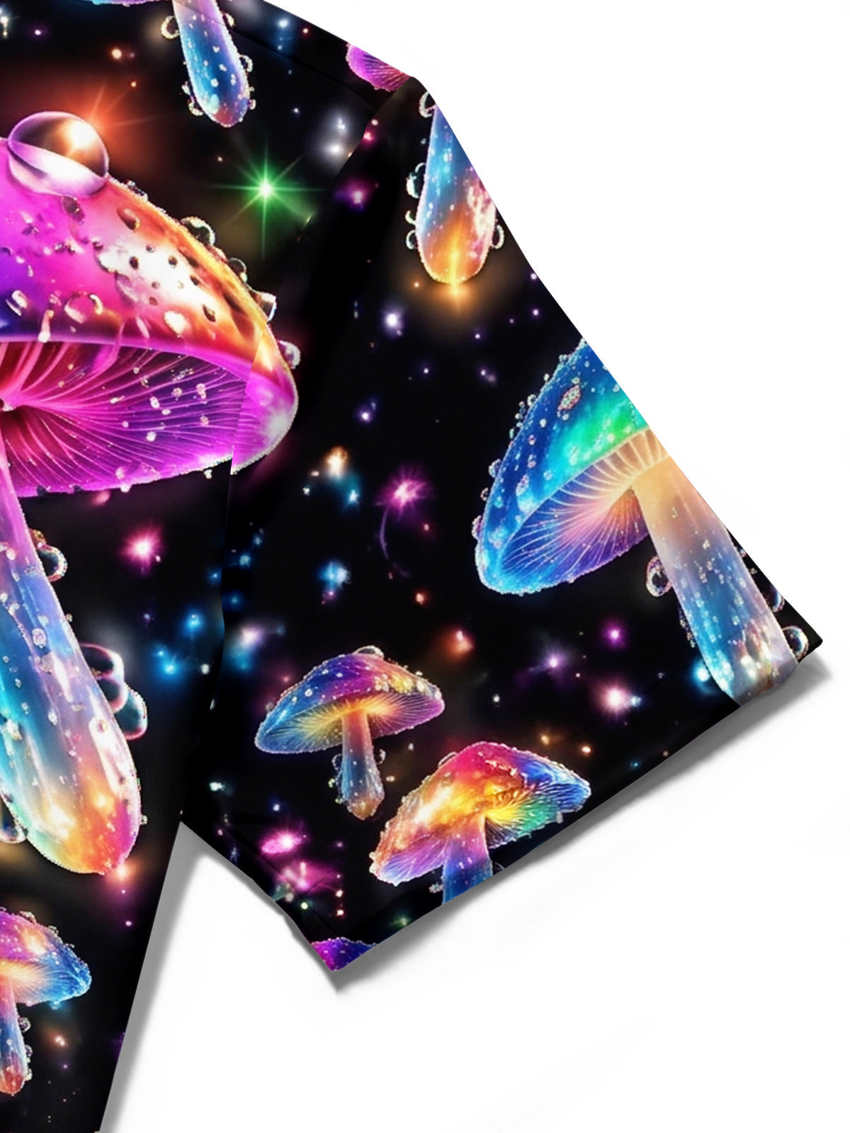Oceanlyte Men's Printed Psychedelic Rainbow Mushrooms Print Short Sleeve Shirt with Chest Pocket