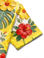 Oceanlyte Men's Hibiscus Flowers And Monstera Leaves Print Short Sleeve Shirt with Chest Pocket