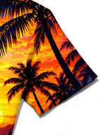 Oceanlyte Men's Short Sleeve Shirt - Tropical Sunset With Cocktail And Palm Trees Print with Chest Pocket