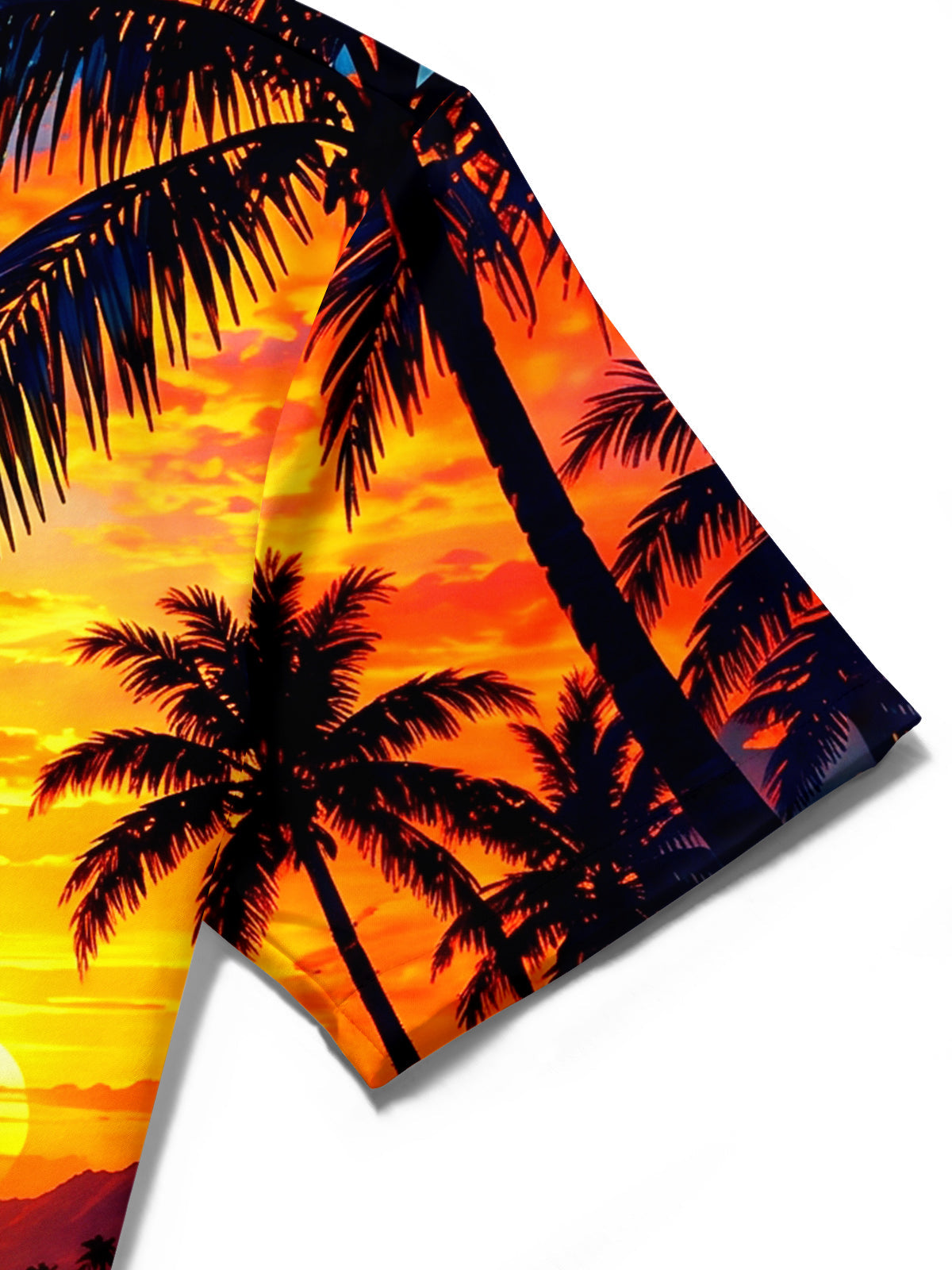 Oceanlyte Men's Short Sleeve Shirt - Tropical Sunset With Cocktail And Palm Trees Print with Chest Pocket