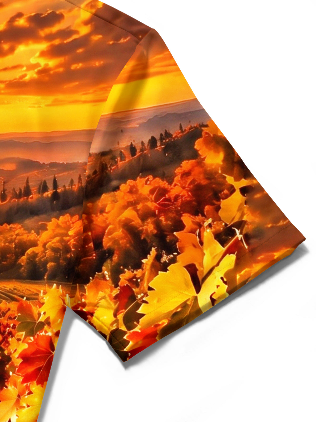 Oceanlyte Men's Short Sleeve Shirt - Autumn Vineyard Sunset Landscape With Grapes Print with Chest Pocket