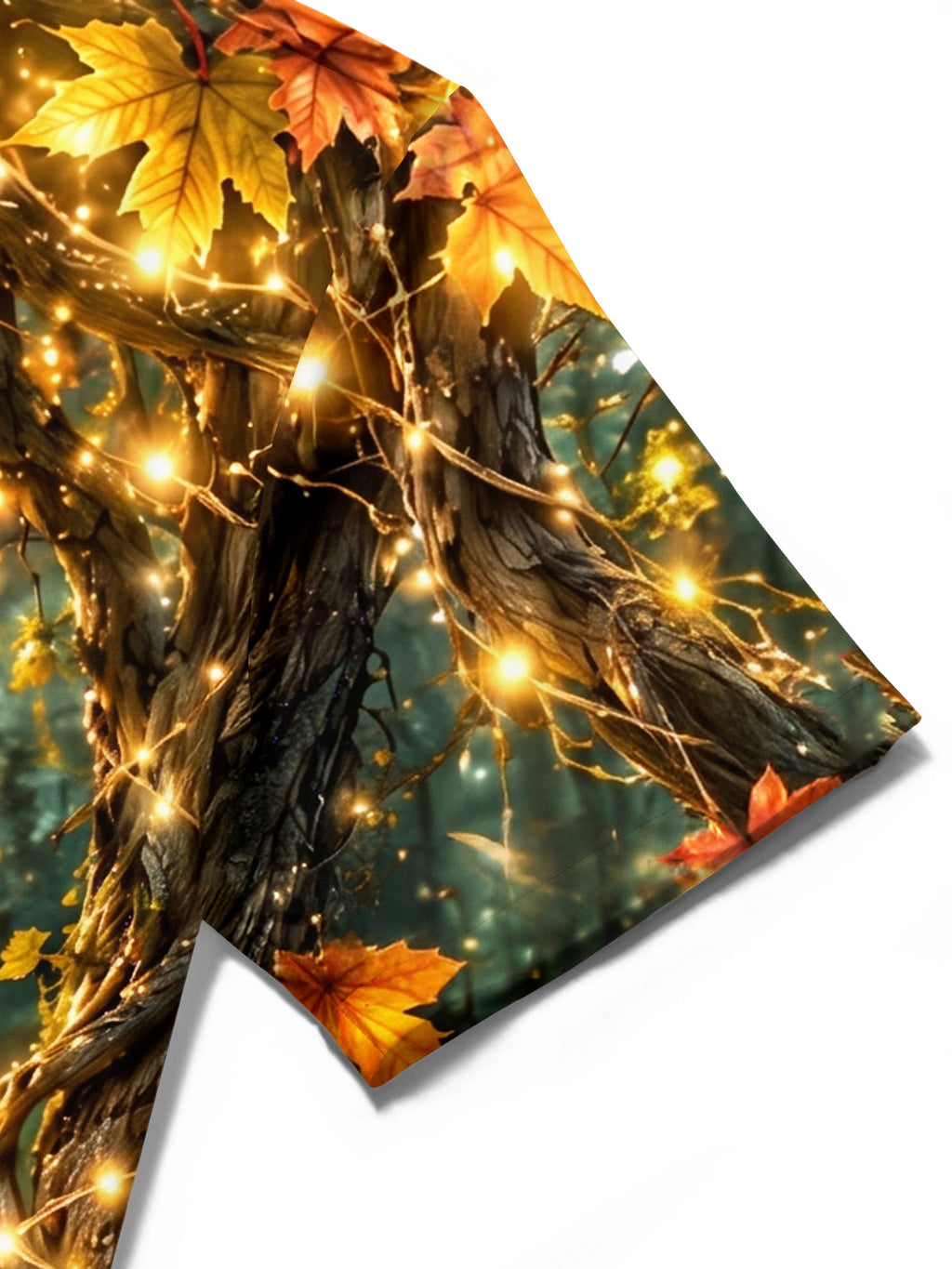 Oceanlyte Men's Short Sleeve Shirt - Autumn Forest With Glowing Mushrooms And Butterflies Print with Chest Pocket