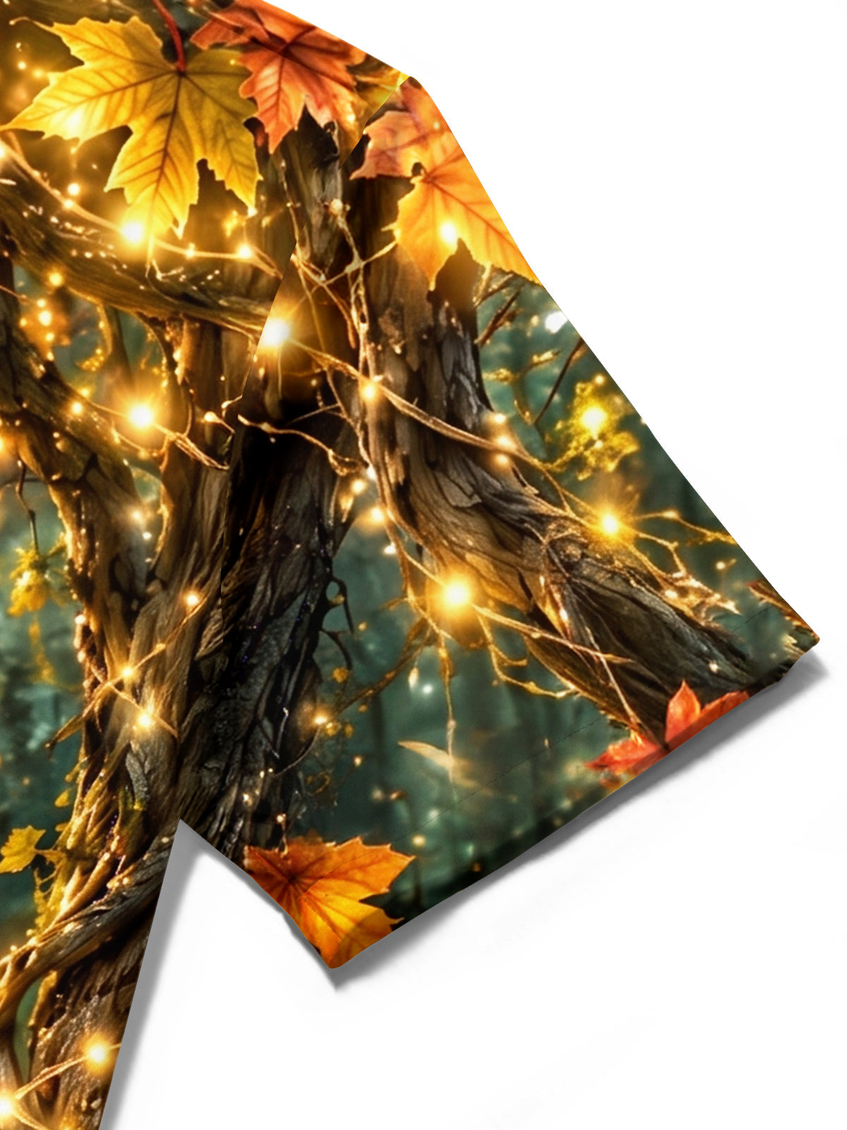 Oceanlyte Men's Short Sleeve Shirt - Autumn Forest With Glowing Mushrooms And Butterflies Print with Chest Pocket