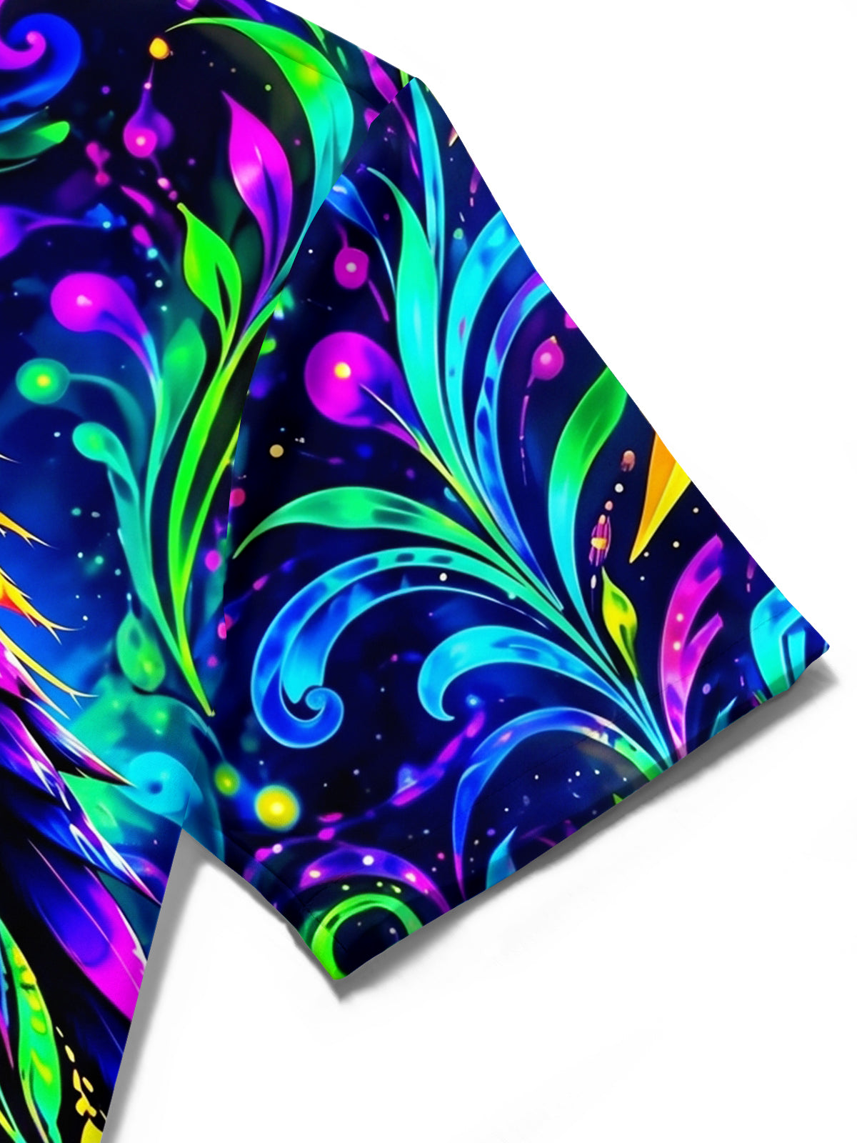 Oceanlyte Men's Neon Parrot With Swirling Patterns Print Short Sleeve Shirt with Chest Pocket