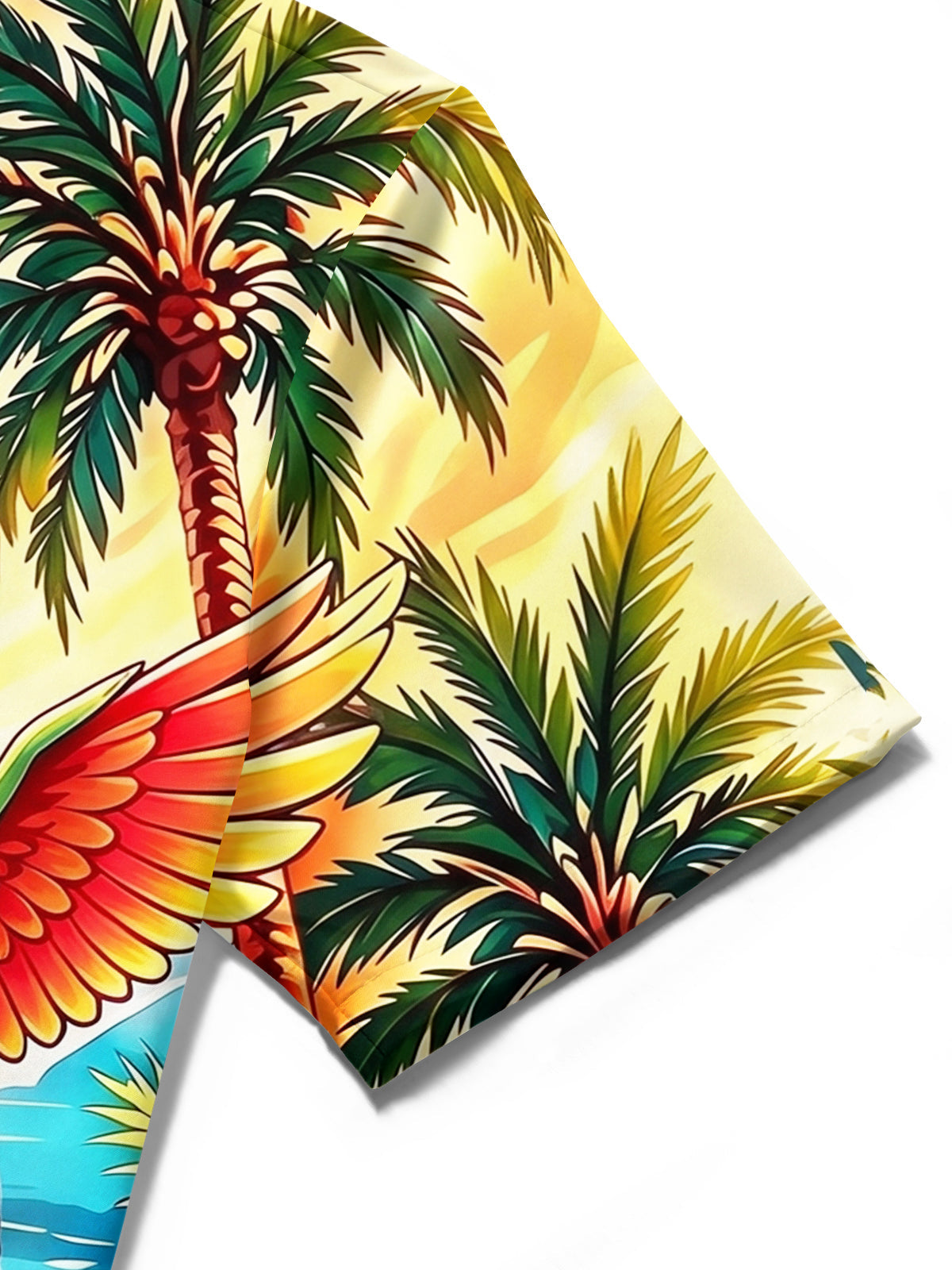 Oceanlyte Men's Short Sleeve Shirt - Flamingo And Parrot With Tropical Plants Print with Chest Pocket