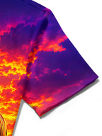 Oceanlyte Men's Hawaiian Rhino Sunset Landscape Print Short Sleeve Shirt with Chest Pocket
