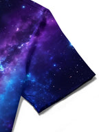 Oceanlyte Men's Hawaiian Galaxy Nebula And Stars Print Short Sleeve Shirt with Chest Pocket