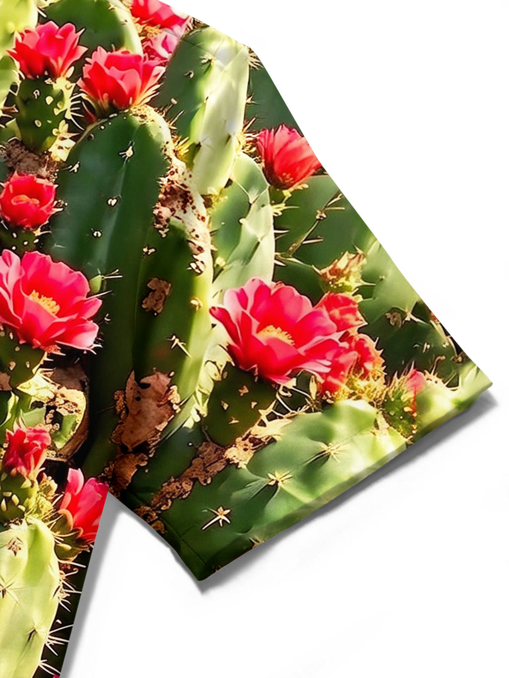 Oceanlyte Men's Hawaiian Cactus With Red Flowers Print Short Sleeve Shirt with Chest Pocket