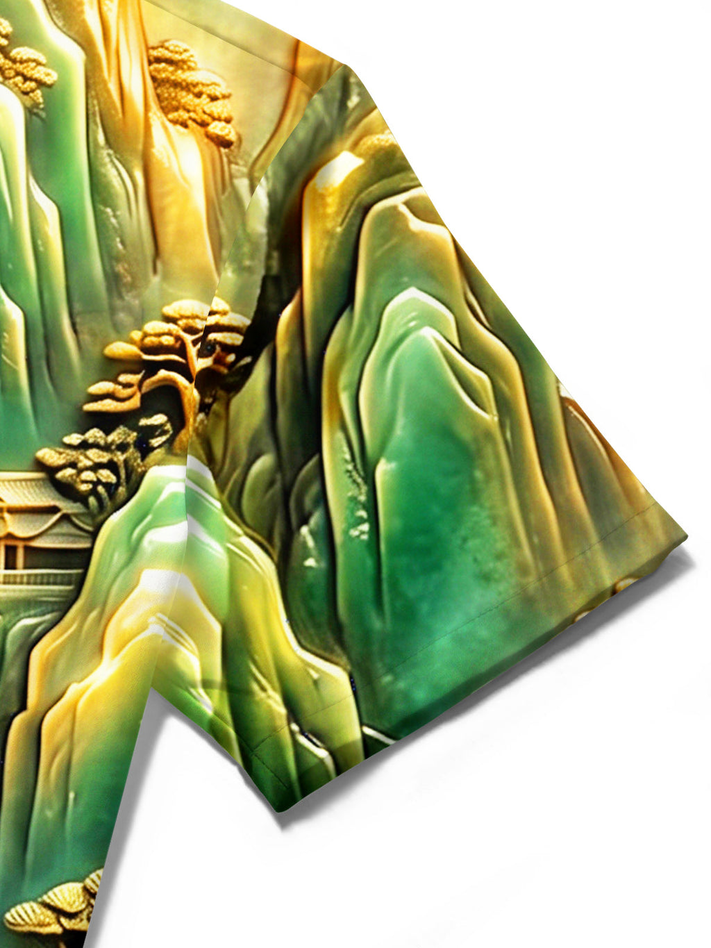 Oceanlyte Men's Short Sleeve Shirt - Asian Landscape With Mountains And Waterfall Print with Chest Pocket
