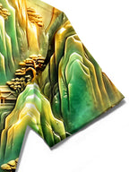 Oceanlyte Men's Short Sleeve Shirt - Asian Landscape With Mountains And Waterfall Print with Chest Pocket