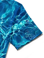 Oceanlyte Men's Abstract Water Ripples And Bubbles Print Short Sleeve Shirt with Chest Pocket