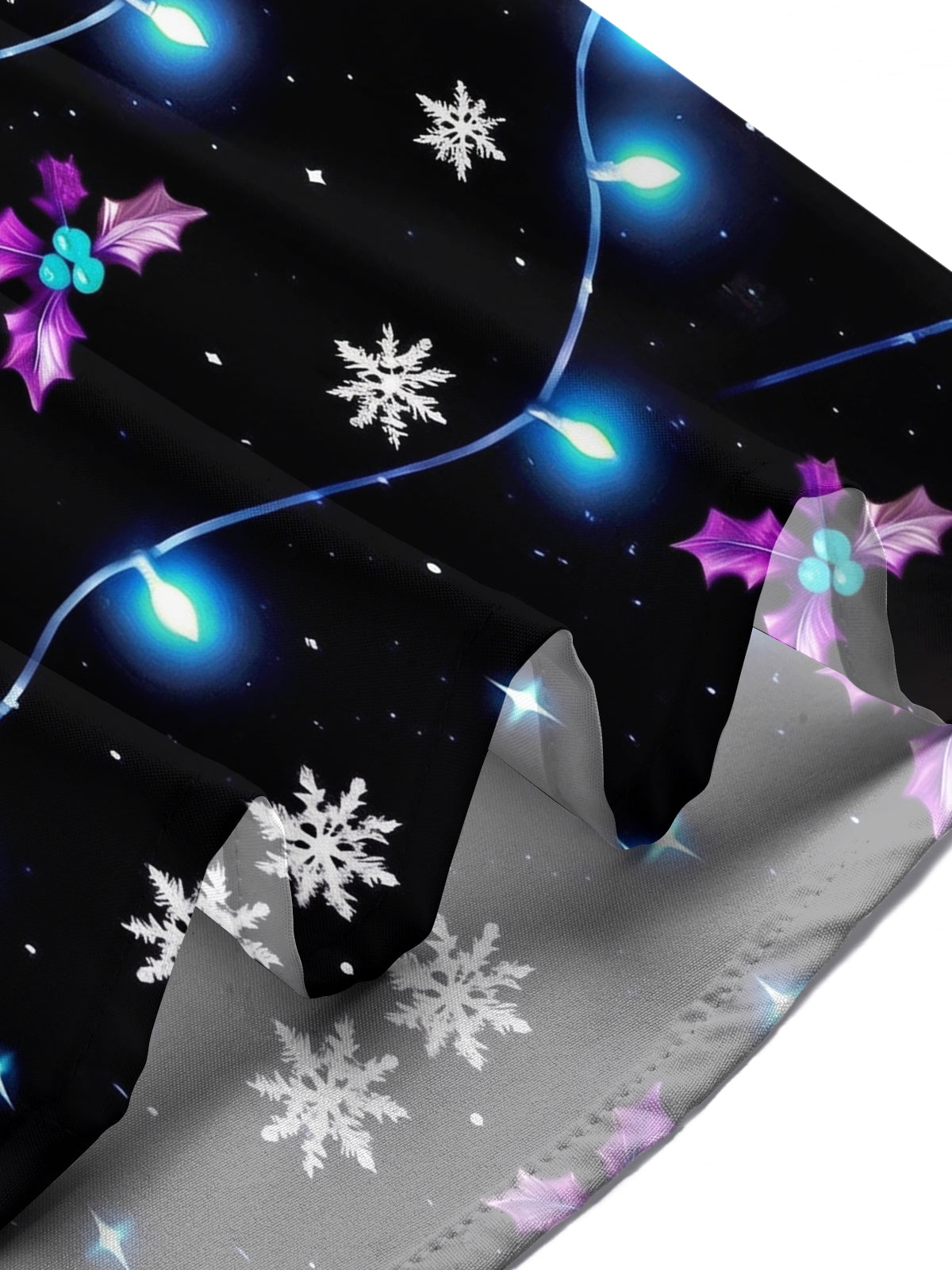 Oceanlyte Men's Short Sleeve Shirt - Christmas Light Strings And Holly Leaves Print with Chest Pocket