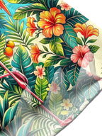 Oceanlyte Men's Short Sleeve Shirt - Flamingo And Parrot With Tropical Plants Print with Chest Pocket