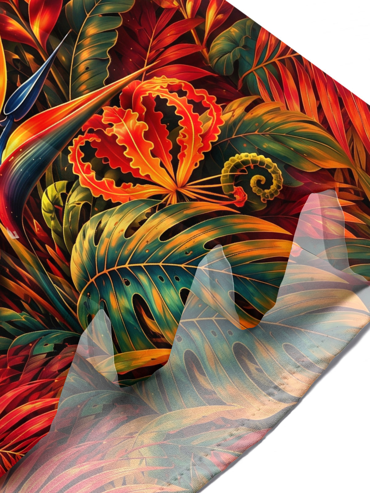 Oceanlyte Men's Short Sleeve Shirt - Tropical Jungle Plants And Birds Of Paradise Print with Chest Pocket