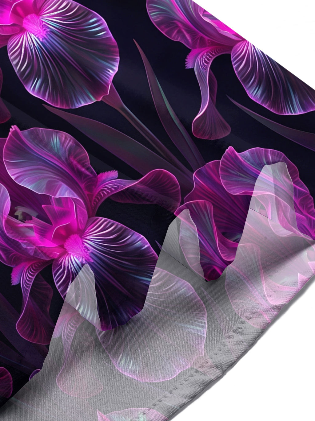 Oceanlyte Men's Hawaiian Purple Iris Flowers Print Short Sleeve Shirt with Chest Pocket