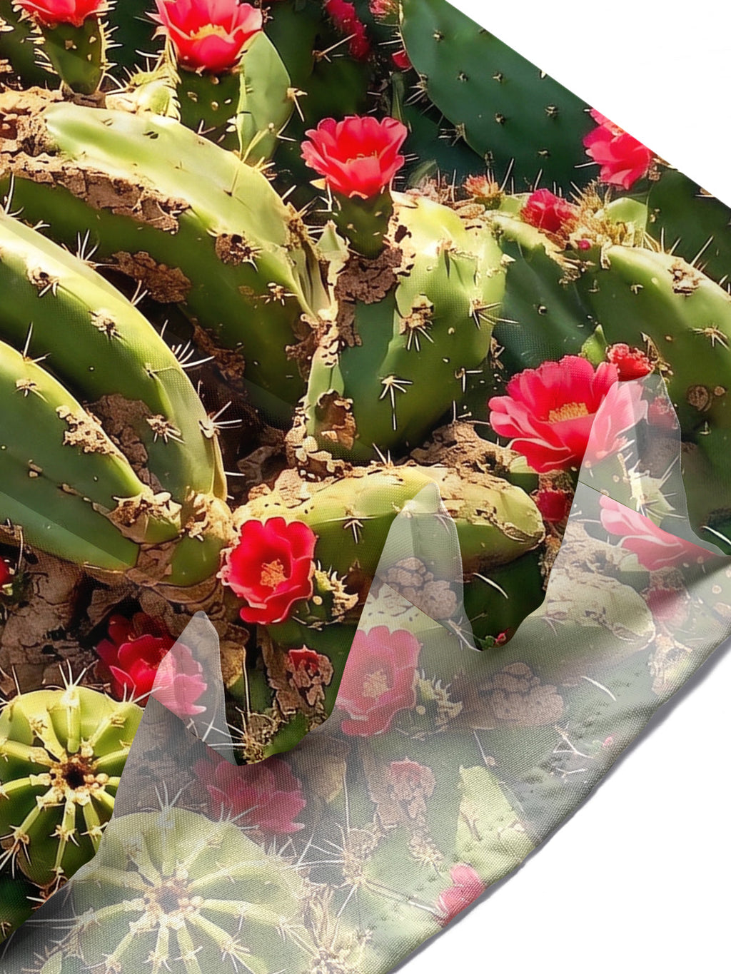 Oceanlyte Men's Hawaiian Cactus With Red Flowers Print Short Sleeve Shirt with Chest Pocket