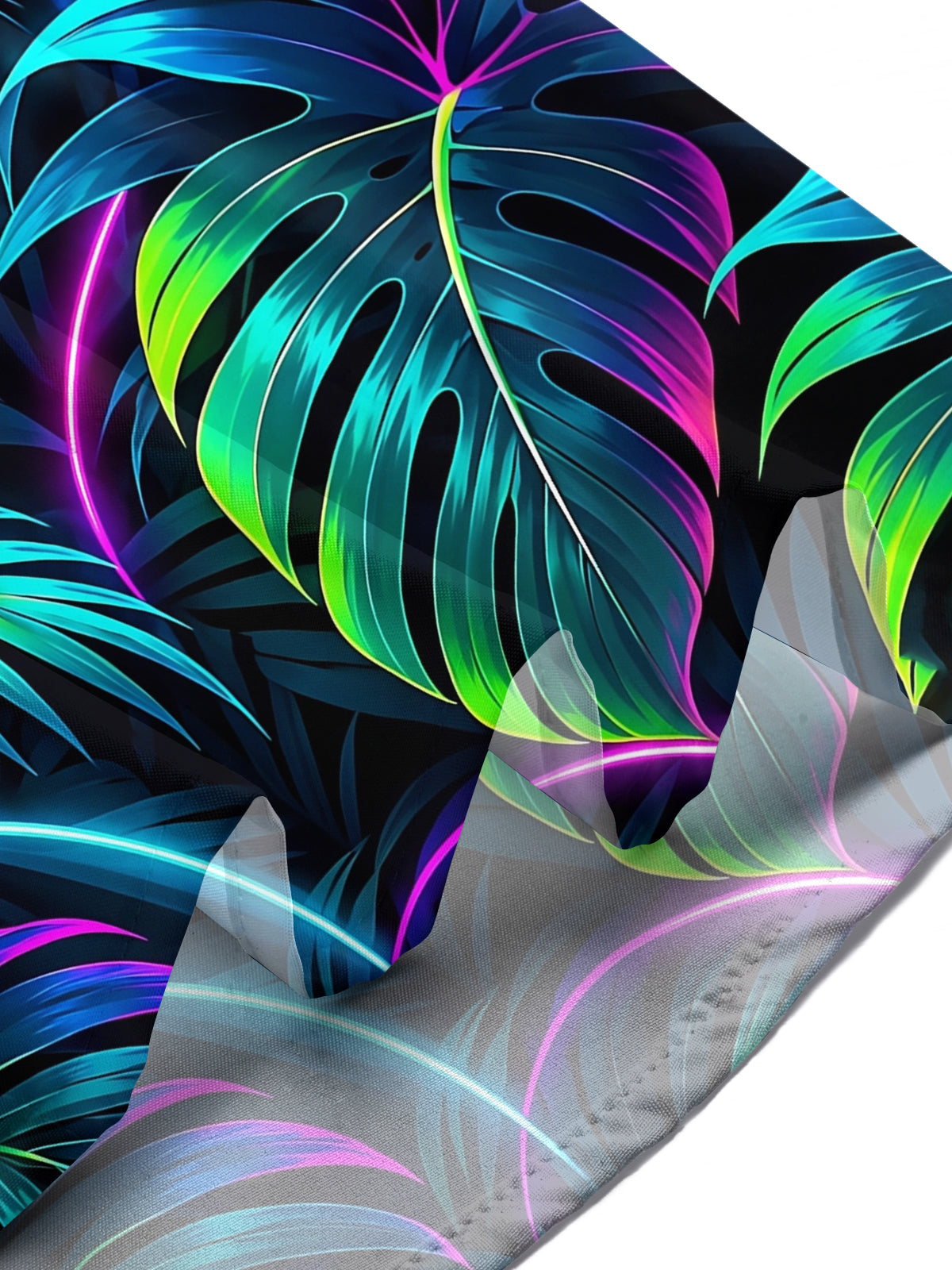 Oceanlyte Men's Neon Black Panther And Tropical Leaves Print Short Sleeve Shirt with Chest Pocket