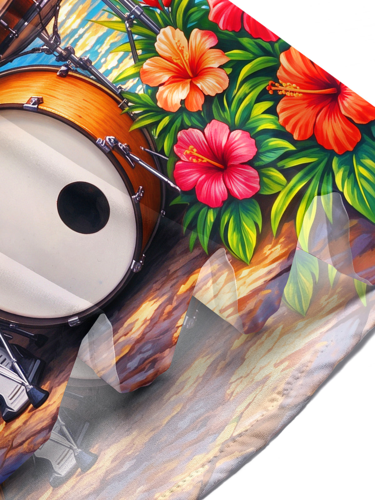 Oceanlyte Men's Hawaiian Parrot Playing Drums Print Short Sleeve Shirt with Chest Pocket