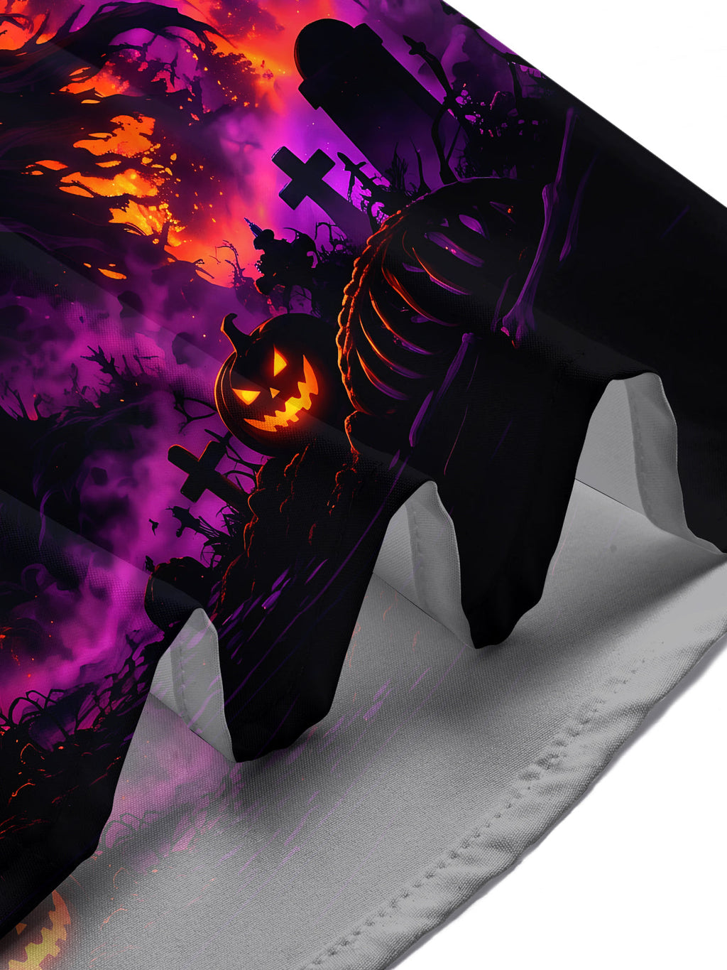 Oceanlyte Men's Short Sleeve Shirt - Halloween Grim Reaper And Jack-o-lanterns In A Graveyard Print with Chest Pocket