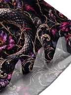 Oceanlyte Men's Dark Snake And Purple Flowers With Moon Print Short Sleeve Shirt with Chest Pocket