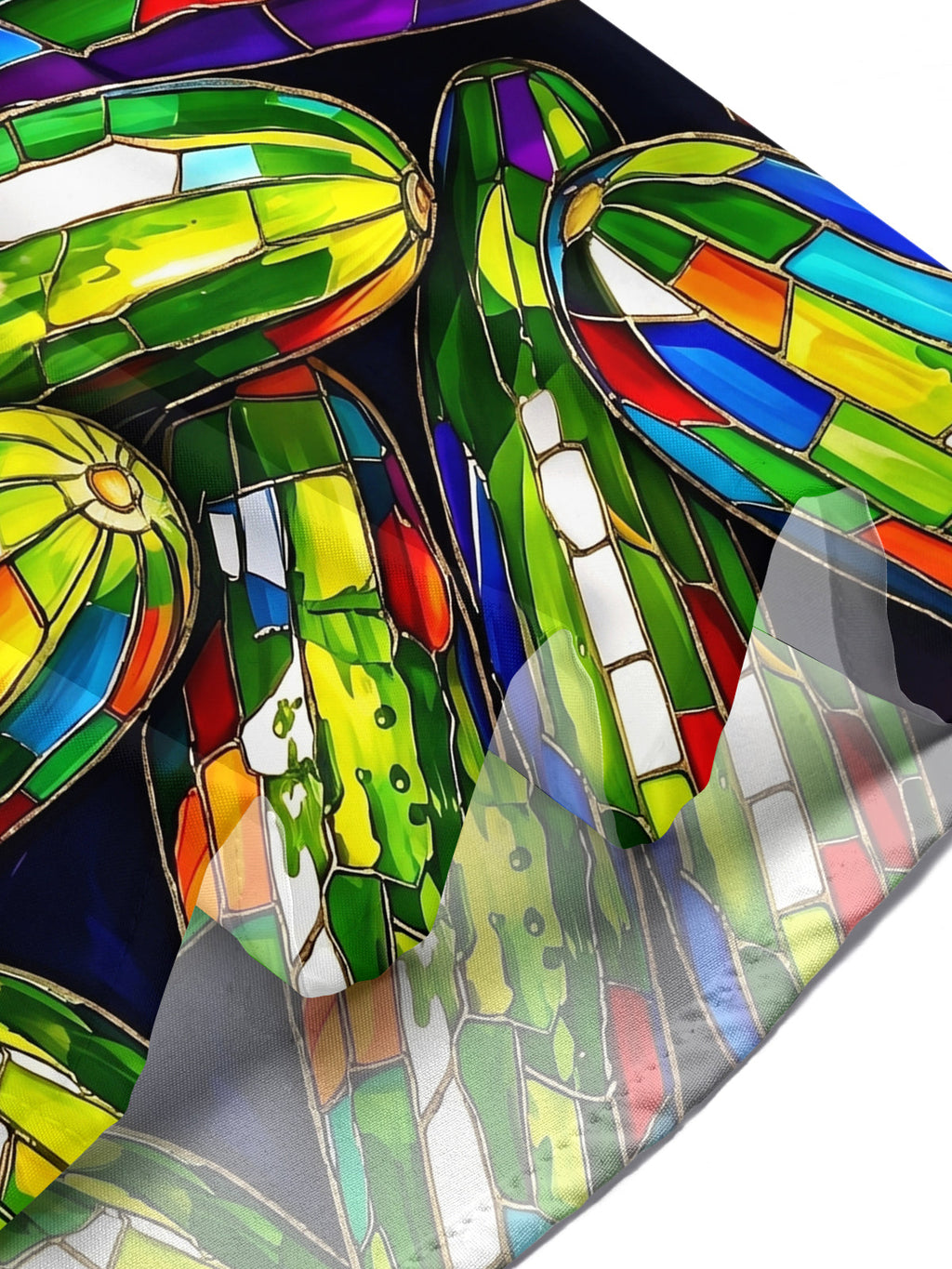 Oceanlyte Men's Hawaiian Stained Glass Cucumber Pattern Short Sleeve Shirt with Chest Pocket