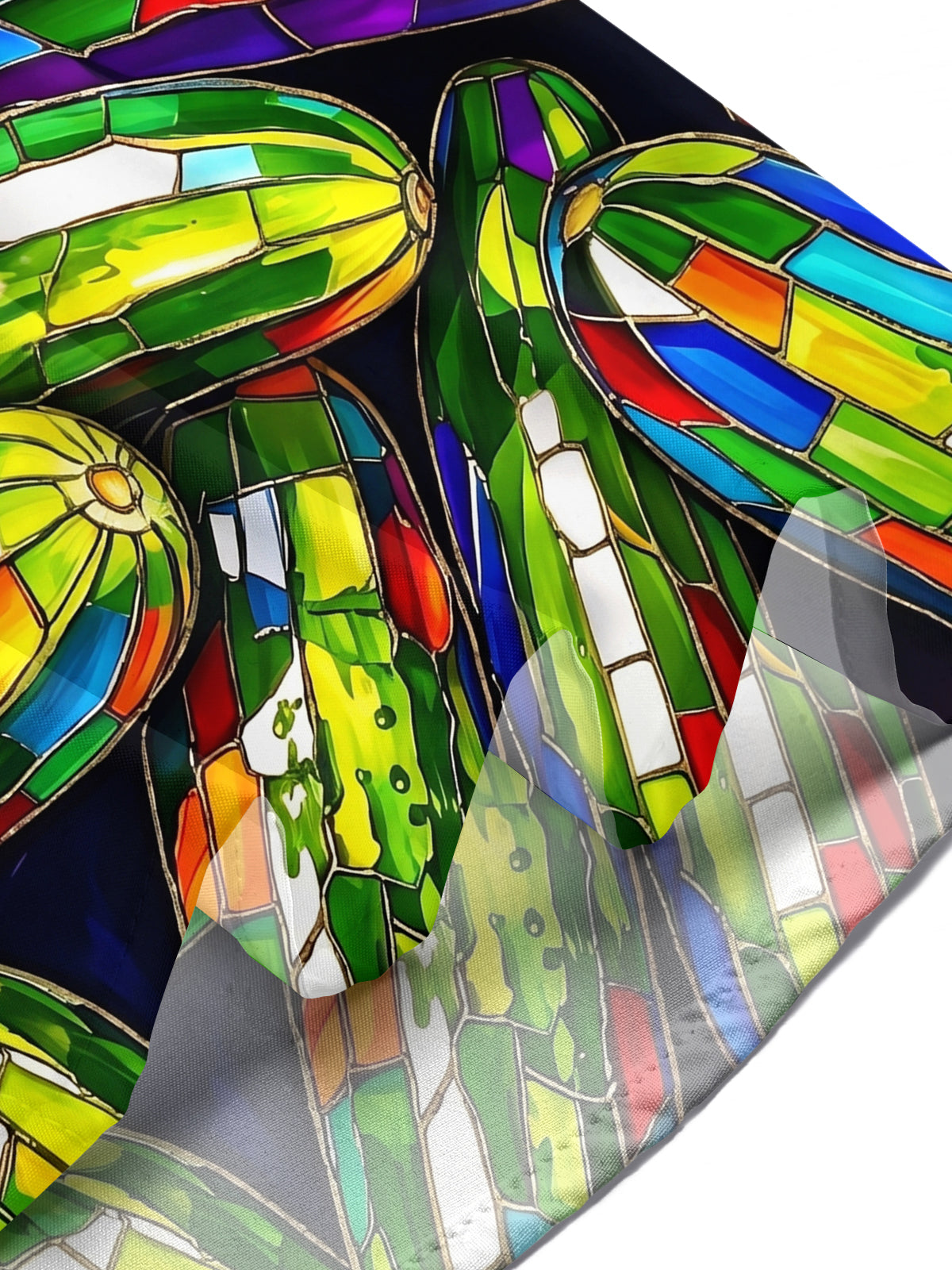 Oceanlyte Men's Hawaiian Stained Glass Cucumber Pattern Short Sleeve Shirt with Chest Pocket