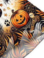 Oceanlyte Men's Hawaiian Halloween Black Cat Print Short Sleeve Shirt with Chest Pocket