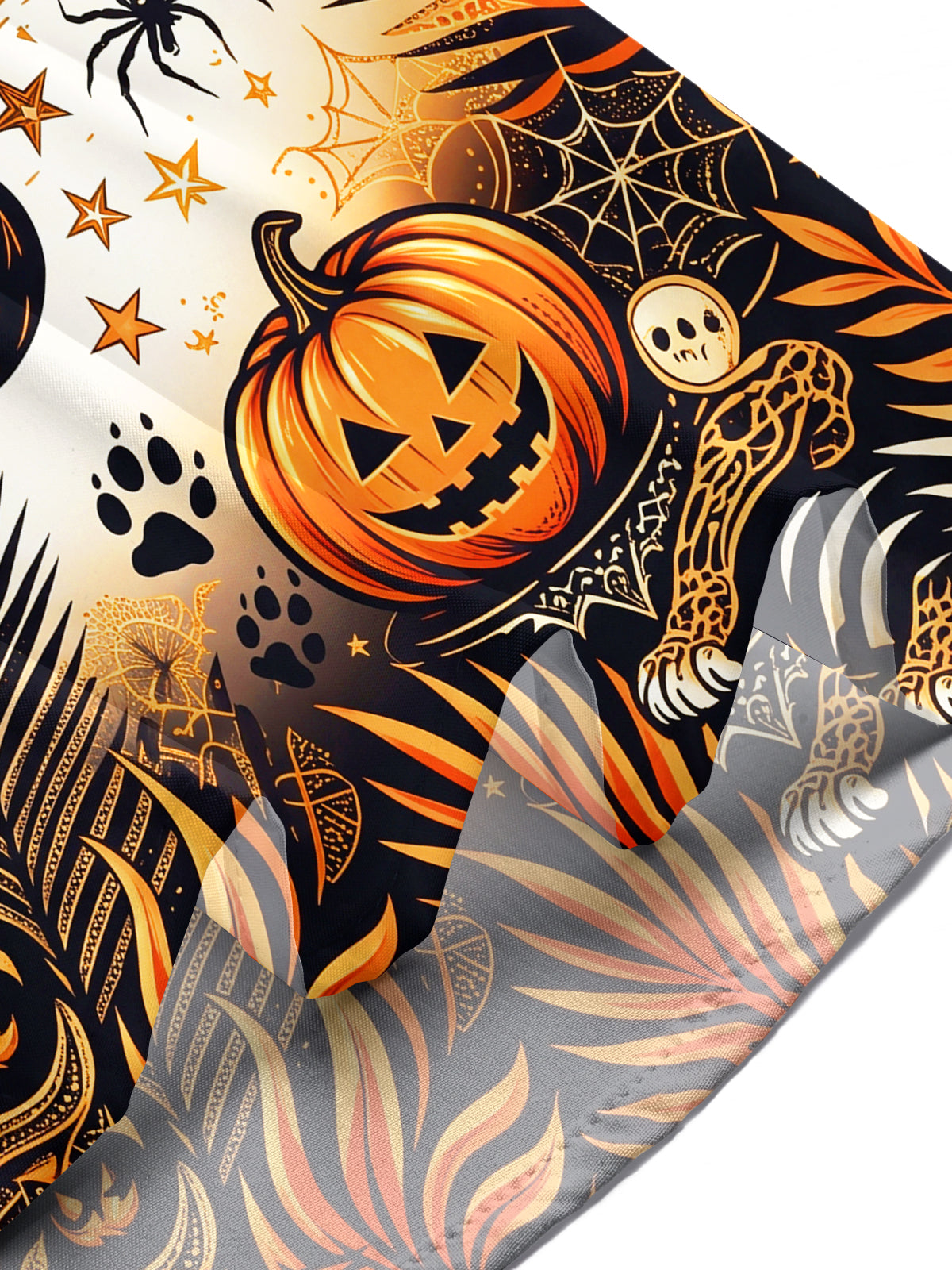 Oceanlyte Men's Hawaiian Halloween Black Cat Print Short Sleeve Shirt with Chest Pocket