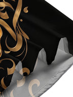 Oceanlyte Men's Gold Baroque Scroll And Leaf Pattern Short Sleeve Shirt with Chest Pocket