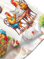 Oceanlyte Men's Hawaiian Rooster Farm Market Scenes Print Short Sleeve Shirt with Chest Pocket