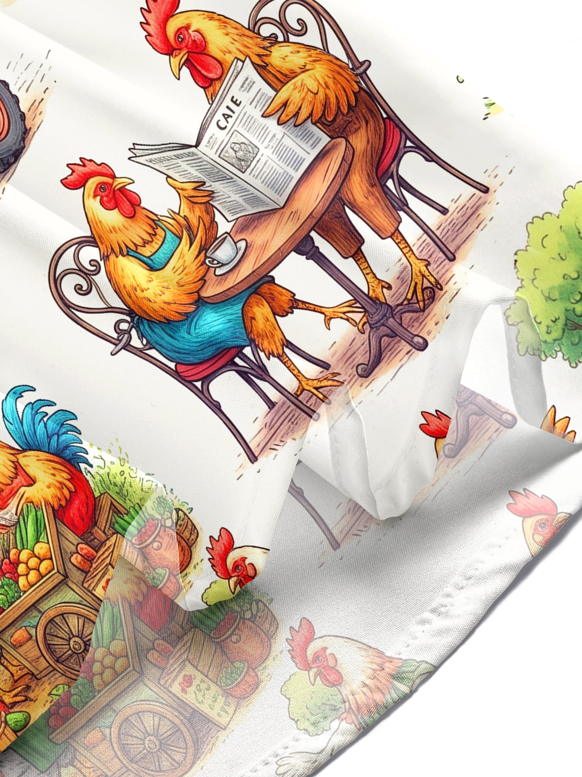 Oceanlyte Men's Hawaiian Rooster Farm Market Scenes Print Short Sleeve Shirt with Chest Pocket