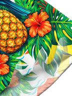 Oceanlyte Men's Hawaiian Blue Pelican And Pineapple Print Short Sleeve Shirt with Chest Pocket