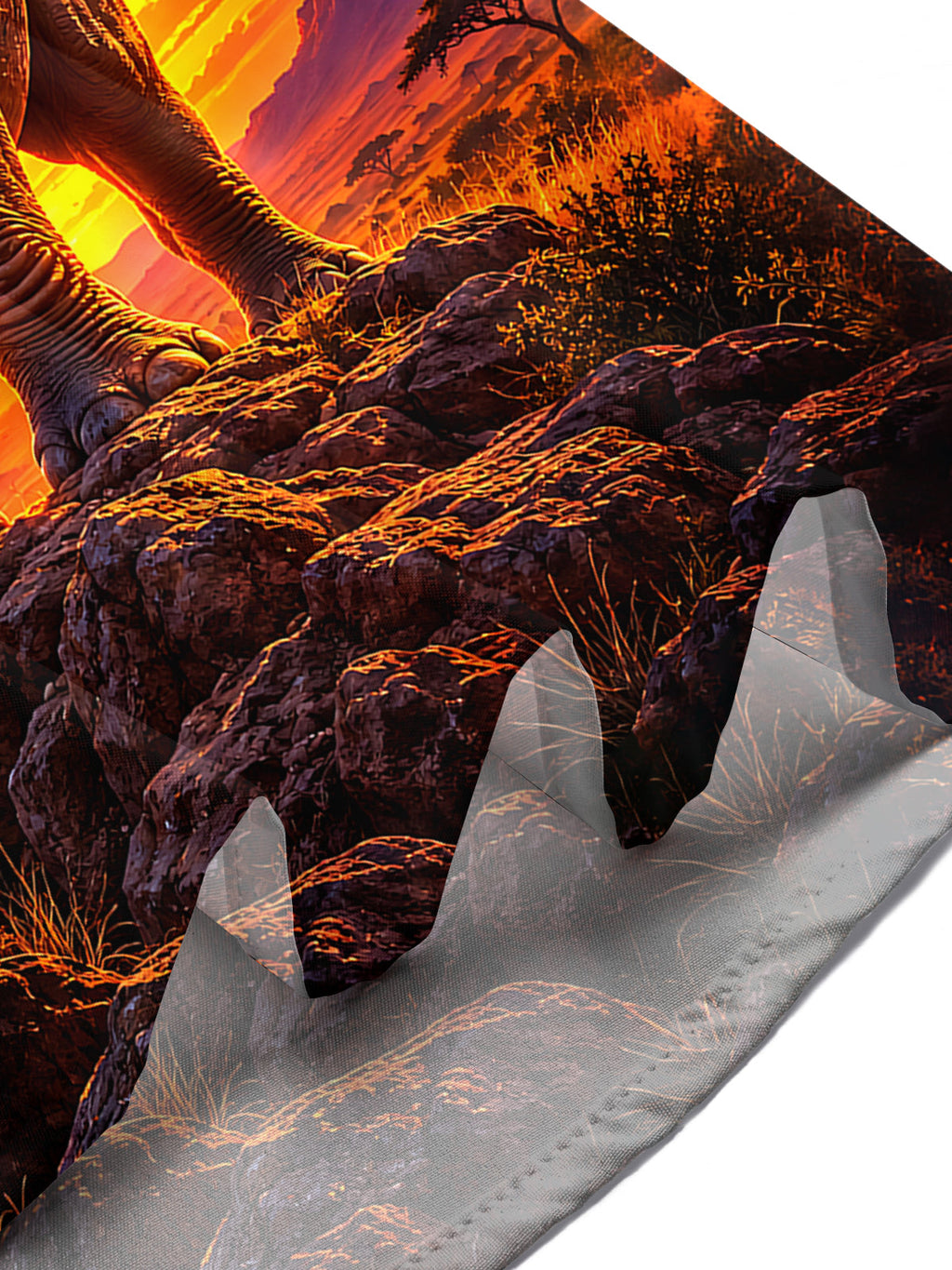 Oceanlyte Men's Hawaiian Rhino Sunset Landscape Print Short Sleeve Shirt with Chest Pocket