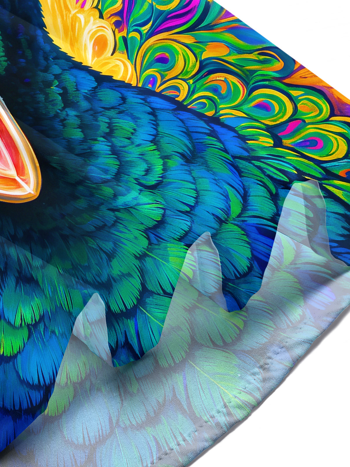 Oceanlyte Men's Hawaiian Colorful Peacock Head Print Short Sleeve Shirt with Chest Pocket