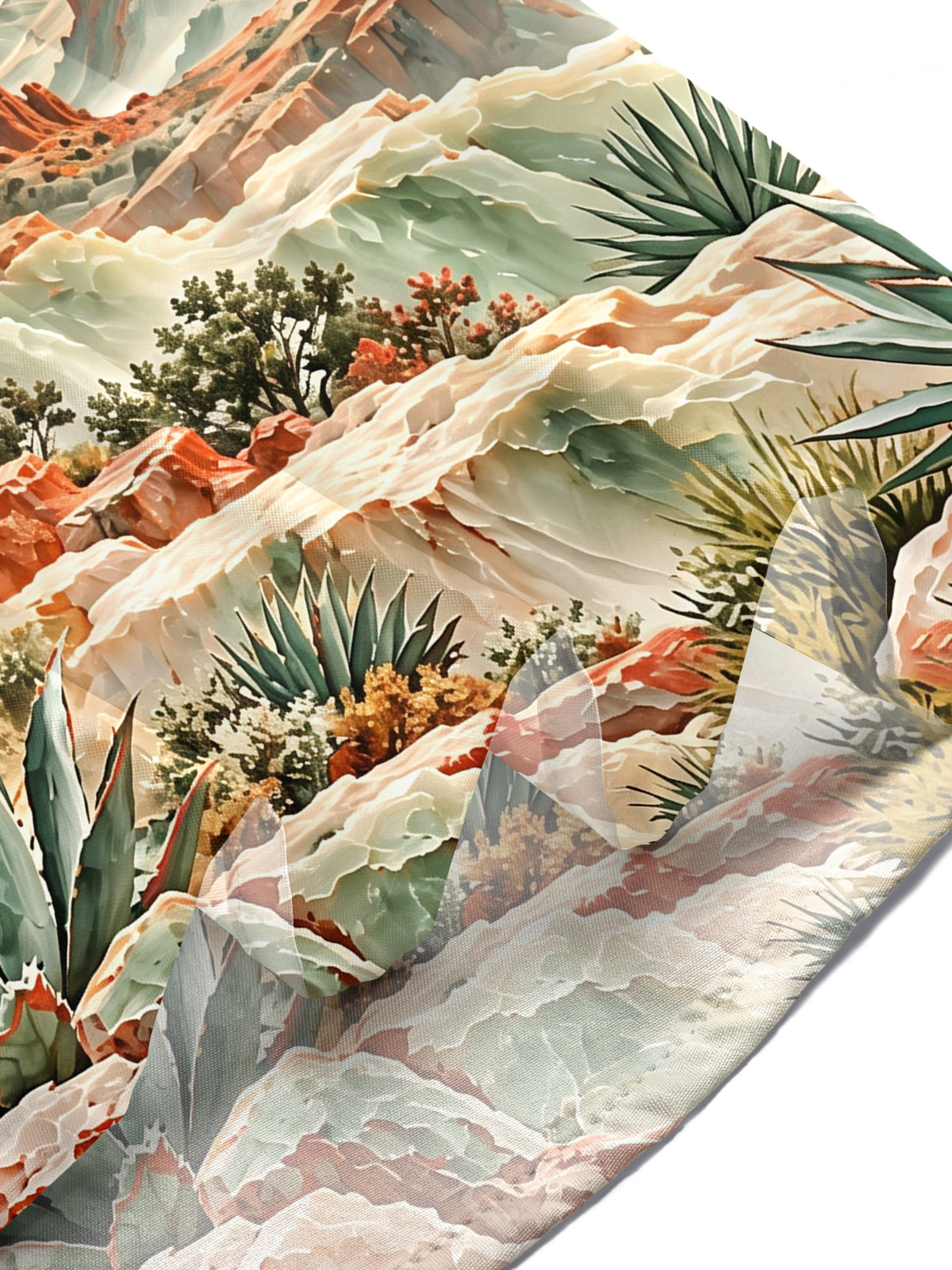 Oceanlyte Men's Short Sleeve Shirt - Desert Landscape With Red Rock Canyons And Agave Plants Print with Chest Pocket