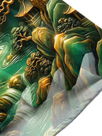 Oceanlyte Men's Short Sleeve Shirt - Asian Landscape With Mountains And Waterfall Print with Chest Pocket