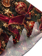 Oceanlyte Men's Hawaiian Christmas Elk And Ornaments Print Short Sleeve Shirt with Chest Pocket