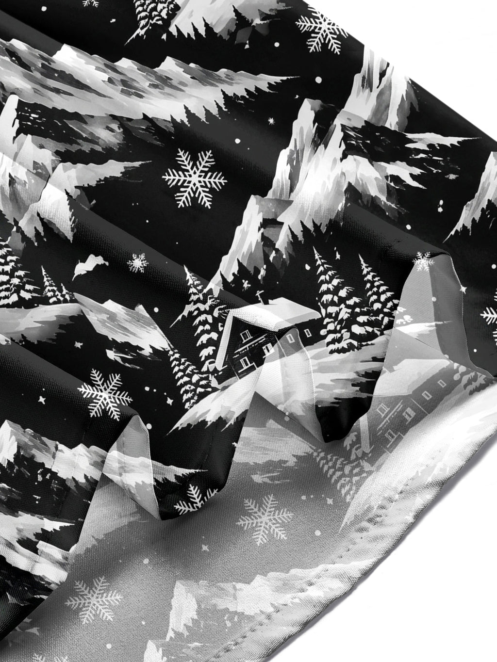 Oceanlyte Men's Printed Snowy Mountains And Cabins Print Long Sleeve Shirt with Chest Pocket