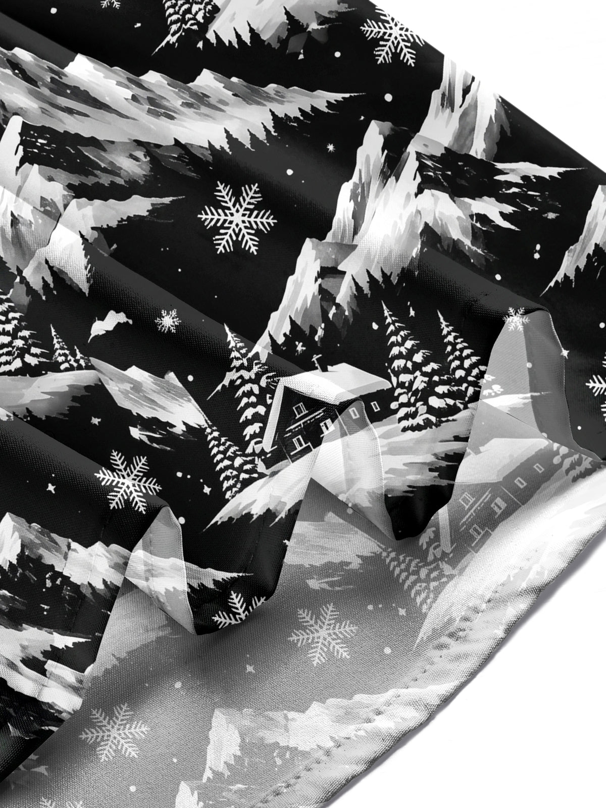 Oceanlyte Men's Printed Snowy Mountains And Cabins Print Long Sleeve Shirt with Chest Pocket