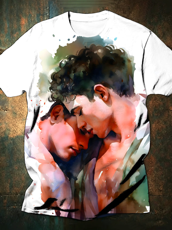 Male Couple Printed Short Sleeve Men's T-shirt